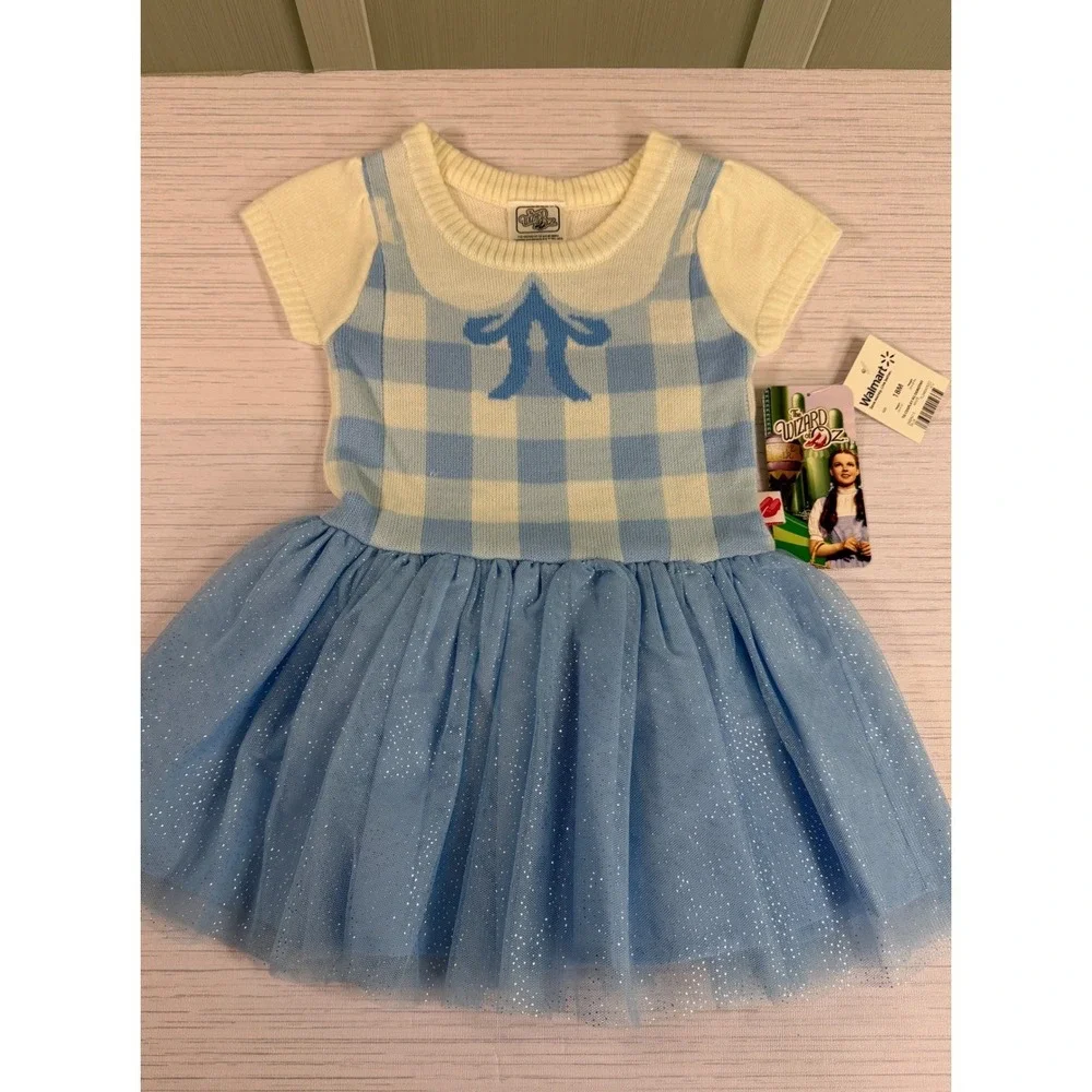 Wizard of Oz Dorothy Gingham Knit Tulle Dress Toddler 18M Blue White FL2483479ZO